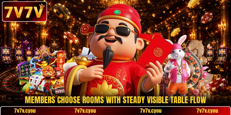 Members choose rooms with steady visible table flow Members choose rooms with steady visible table flow