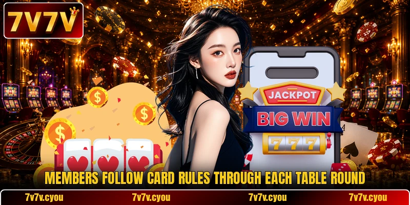 Members follow card rules through each table round Members follow card rules through each table round