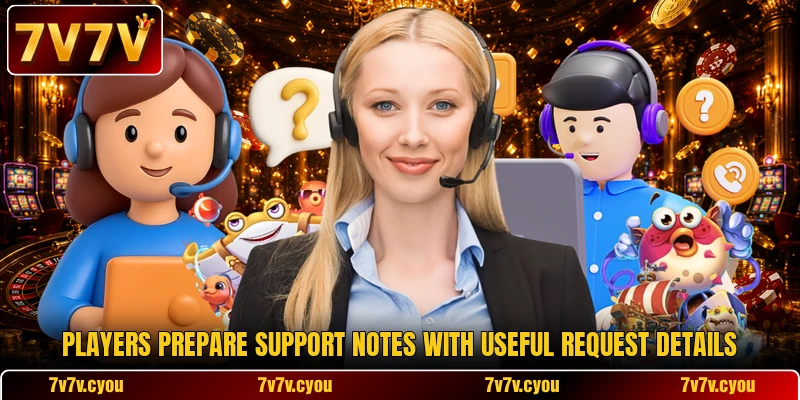 Players prepare support notes with useful request details Players prepare support notes with useful request details