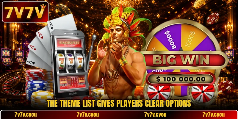 The theme list gives players clear options The theme list gives players clear options